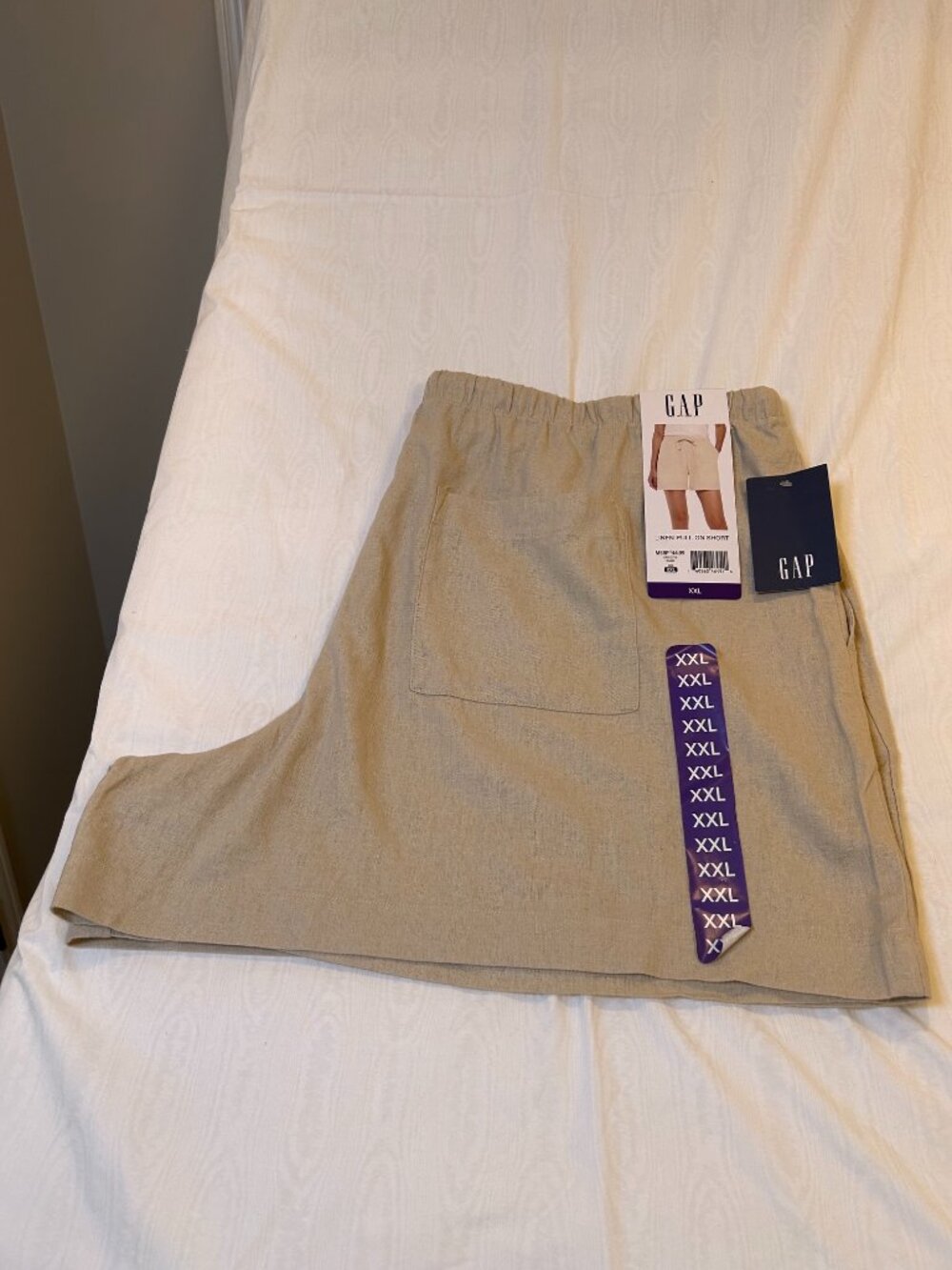 Gap Womens XXL Khaki Linen Blend Pull On Elastic Waist Drawstring Shorts NWT